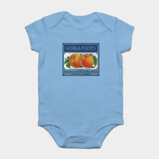 Vintage Georgia Peaches Fruit Crate Label Baby Bodysuit